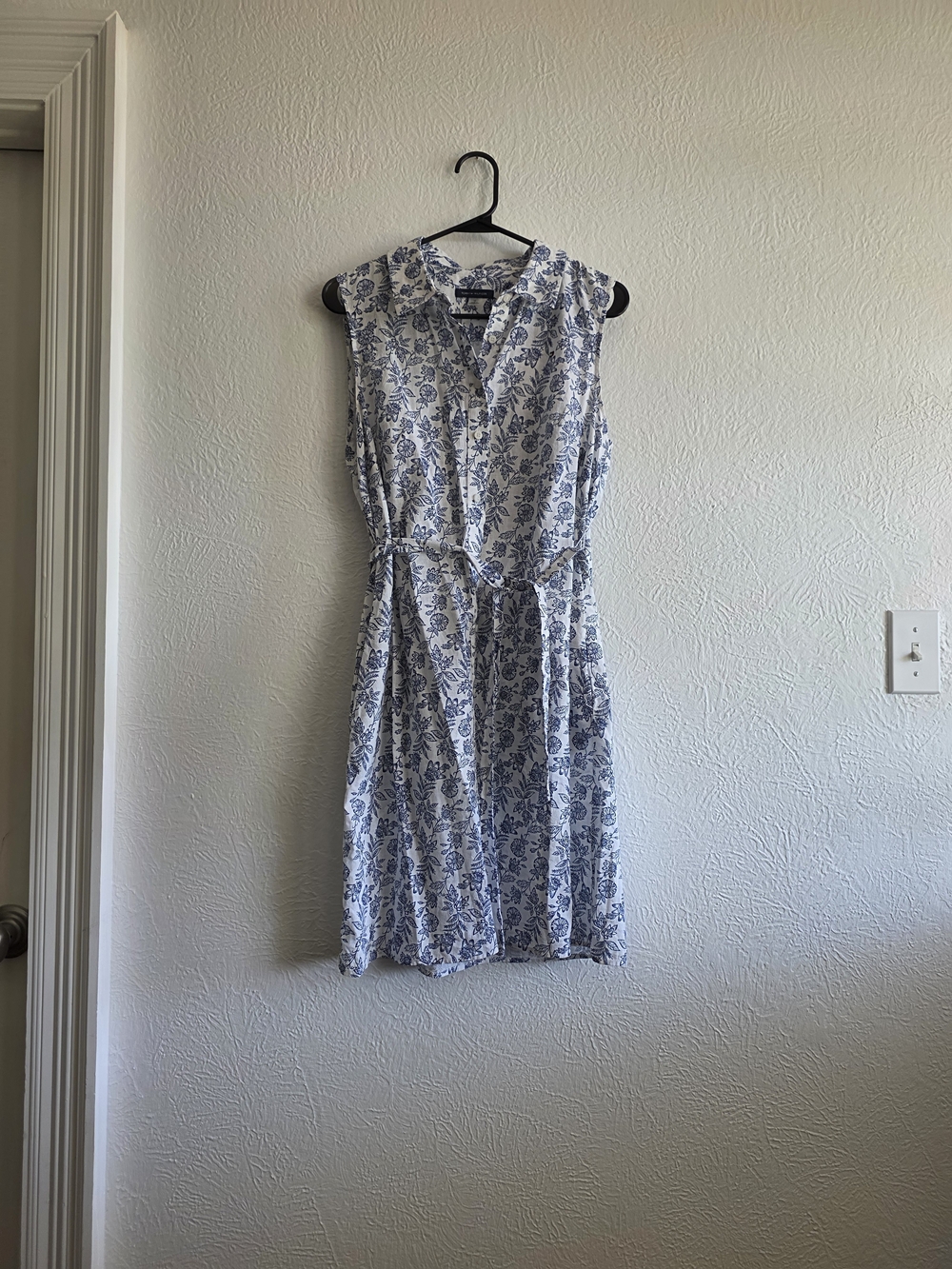 Preppy Tommy Hilfiger White Mini Dress with Blue Floral Print